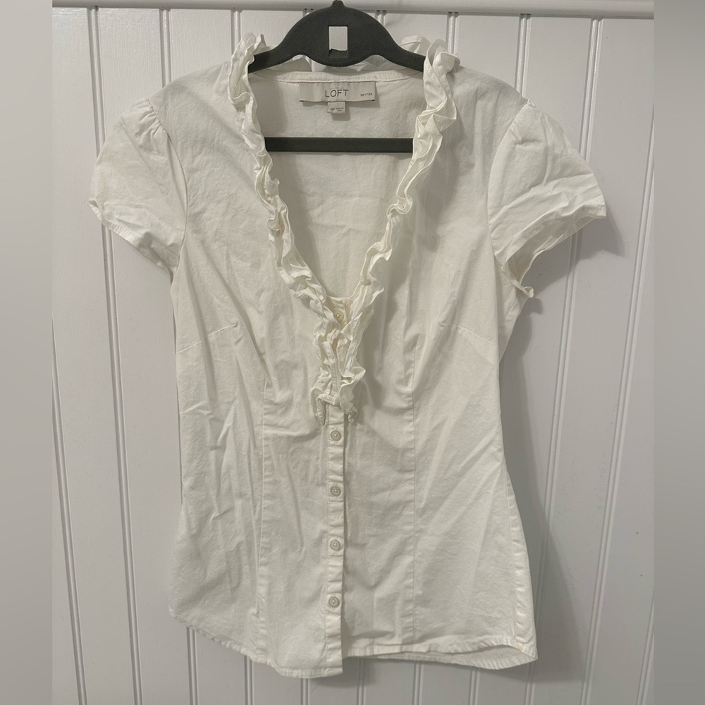 Loft white blouse, petite